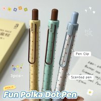 3Pcs/Box Fun Scented Gel Pen 0.5mm Creative Quick-Dry Pen Simple Polka Dot Black Pen For Study & Office Use