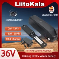Liitokala 36V 10S 20Ah 15Ah 12Ah 10Ah 1080W Elektrische Fahrrad Hailong Battery USB 5V