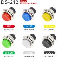 5PCS 16mm Round Momentary Switch 3A125VAC/6A125VAC DS-212 SPST Self-reset Push Button Switch Red/Green/Blue/Yellow/White/Black