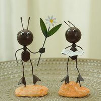 Mini Iron Metal Ant Ornament Reading Ant Vivid Image Singing Ant Sculpture Outdoor Decor Garden Art Ant Miniature Sculpture