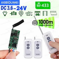 KEBIDUMEI DC 6V 12V 18V 24V Remote Control Switch RF 433MHz Mini Relay Module 1000m Transmitter LED Light Controller DIY Kit