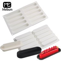 Meibum 10 Cavity Long Strip Silicone Cake Mold Mousse Mould Plastic Cutting Dies and Pastry Trays Dessert Baking Tools Bakeware