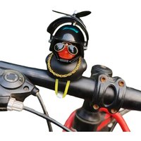 AliExpress NONE Cute Rubber Duck Bicycle Handlebar Bike Decoration with Propellers Glasses Gold Chain Black Yellow Bell Helmet with Strap