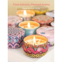 1pc Handmade DIY Jarred Scented Candle, Home Bedroom Air Freshener Ornament, Ethnic Series, Plant Fragrance
