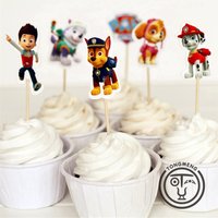 24pcs Paw Patrol Birthday Party Decoration Puppy Patrol Cake Card Fruit Plug-in Birthday Party Supplies Toys for Children