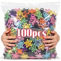 100pcs Colorful Star Lobster Claw Clasp Star Shape Snap Hook Swivel Lanyard Clips Diy Supplies for Bag Jewelry Making Keychains