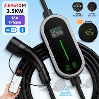 3.5KW 16A Portable EV Charger Type2/Type1 Electric Car Charger EVSE Fast Charging Cable Wallbox WiFi APP Bluetooth Control