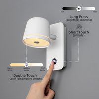 Aisilan LED Dimmable Wall Lamp with touch Switch Adjust Brightness and 3-CCT Rotation Wall reading Sconce for Bedside bedroom