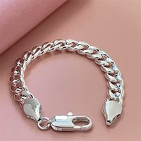 925 sterling silver bracelet 10MM inch sideways Cuban chain men's engagement jewelry gift