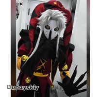 Dream ZS*Origl Freak Circus Pierrot Red Black Gothic Lolita Dress HalloweenCostume Anime Game Clown Jester Performance Wear Dark image 4