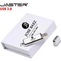 JASTER USB 3.0 Flash Drive 128GB Square Leather with BOX Free custom logo Pen drive 32GB 64GB Memory stick Creative gift U disk