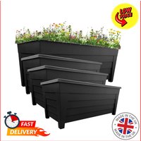 sk4 Large Black Grosvenor Trough Planter For Home, Office, Balconies, Gardens, Greenhouses & Patiosa