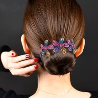 AWAYTR Rhinestone Hair Claws Women Crystal Flower Bun Hair Clips Barrettes Crab Ponytail Holder Hairpins Hair Accessories
