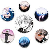Anime Character Satoru Gojou Pins Cartoon Cosplay Badges Handmade Tinplate Brooch for Backpack Clothes Chest Ornament