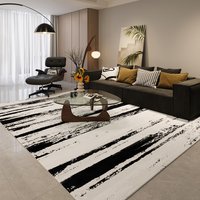 VIKAMA Scandinavian Black White Geometric Rug Non-Slip High Density Carpet for Modern Living Room Bedroom Office Decor