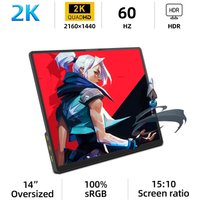 ZSUS 2160*1440 14-inch 2K Portable Monitor 60HZ For Laptop XBox PS4 / 5 Switch TV Box Cell Phone PC Extension Mobile
