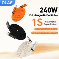 Olaf 240W Magnetic Type C Cable Fast Charging USB C To Type C Braided Data Cable For Iphone 17 16 15 Tablet Laptop Huawei Xiaomi