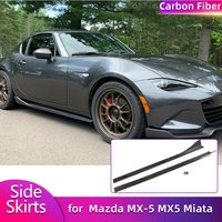 Full Carbon Fiber Side Skirts Extensions for Mazda MX-5 MX5 Miata ND Convertible 2016 2017 Car Side Bumper Apron Lip Body Kits