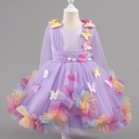 Baby Dress 0-5 Years Birthday Party Wedding Dresses for Toddler Sleeveless butterfly Mesh Fluffy Cute Girl Princess Dress