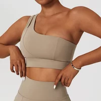 Elasticity Single Strap Yoga Bra Chest Pad Shockproof Running Sports Bra Pull Up Underwear Vest Women Gym Fitness Tank Tops