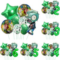 Plants Vs Zombies Balloons Pvz Cartoon Game Children Birthday Party Decoration Aluminum Film Balloon Baby Shower Event Decor Set