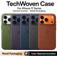 Etui Apple TechWoven z funkcją MagSafe do iPhone 17 Pro Max, z możliwością sterowania aparatem, obsługą bezprzewodowego ładowania i ochroną przed upadkami.