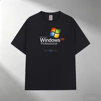 Men's 100% Cotton T-Shirt, Windows XP Professional Print Crew Neck Short Sleeve Casual Outdoor Tee