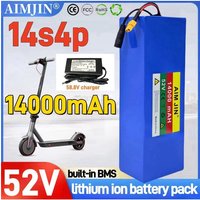 AliExpress aimjin 52V 14000mah High capacity 18650 14S4P Lithium Battery 1500W with BMS for Balance Car, Bike, Scooter, Tricycle + 58.8V Charger