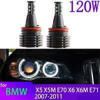 120W 6000K White H8 Error Free Angel Eye Ring Marker Side Light LED Bulb Lamp For BMW X5 X5M E70 X6 X6M E71 E72 2007-2011