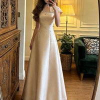 Women‘s Evening Dresses 2026Ivory A Line Prom Dress Satin Wedding Guest Dress vestido de noche para invitada Customized