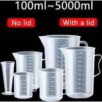 Plastic Graduated Measuring Cup Scale Clear Laboratory Beaker Large Capacity with Lid Transparent Mixing Cup Kitchen Baking
