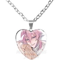 14 Days With You Anime Ren Kawaii Glass Cabochon Heart Shaped 25MM Pendant Necklace Charm Accessories Jewelry Gift
