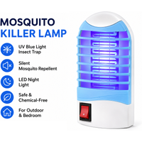 Portable Electric Mosquito Killer Lamp,UV Blue Light Insect Trap for Outdoor & Bedroom, Silent Mosquito Repellent with LED Night