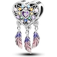 Dreamy Heart-Shaped Dreamcatcher Pendant 925 Silver Charms Beads Fits Original Charms Bracelet DIY Fine Jewelry For Women Gifts