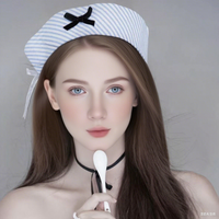 HongLuan White Stripe Captain Hat Letters Embroidery, Sailor Caps Woman, Vintage Military Accessories & Military Cap for Man