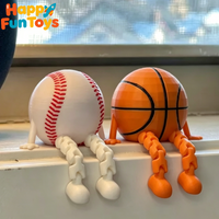 3D Printed Rugby Soccer Ball Ornament Legs Flexible Pose Collectible Desk Decor Sports Ball Figurine Gift For Office Bookshelf