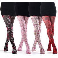 2026 New Retro Printed Tights For Women Love Letter Lips Heart Printed Pantyhose Female Fashion Spring Autumn Elastic Long Socks
