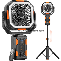 Private 20000mah Portable Rechargeable Camping Fan With Three-in-one Function and Led Mobile Power Bank, Portable Outdoor Fan