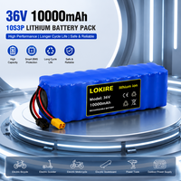 10S3P 36V 10000mAh 18650 Lithium-Ionen-Akku-Pack Wiederaufladbarer Akku für Elektroroller E-Bike Fahrrad 1000W Motor Ersatzakku mit Smart BMS-Schutz Überladungs- Überentladungs- Kurzschluss-Sicherheit