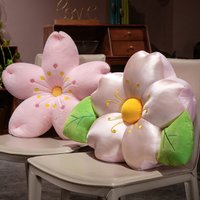 Pink Cherry Blossom Petal Cushion Bedroom Living Room Office Car Decor Sakura Pillow Plush / Ice Silk Sofa Waist Cushion