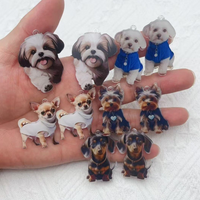 10 pieces of resin cartoon small dog animal pendant bracelet necklace earrings DIY jewelry making accessories