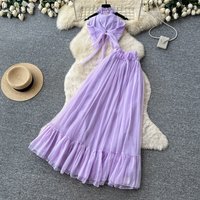 Two Pieces Women Pleated Dress Set Solid Matching Sets Halter Tie Sleeveless Top Ankle Lenth Skirt Slim Fit Casual 2026 Summer