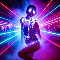 LED Mirror Bodysuit Women Dancer Jazz Dance Leotard Nightclub Party Performance Stage Wear Color Change Luminous Purple Gogo Cos