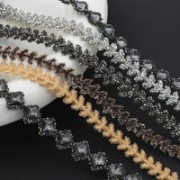 1 Strip 40cm Crystal Rhinestone Leaf Shape Applique Trim Hot Melt Adhesive Iron-on For Wedding Dress Bag Shoes Decoration