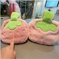 Cute Strawberry Plush Makeup Bag for women female Portable Handheld Large Capacity Travel makeup Storage Pouch For Girls