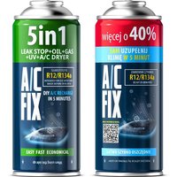 skSet of 2X R134A AC FIX Refrigerant for Air Conditioning Recharge in Cars, Oil, Sealant, UV Dye, Air Conditioning Dryer, Multi-Use Can Thread, Independent Car Air Conditioning Service, for Cars