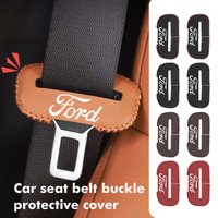 Universal Car Seat Belt Buckle Clip Protector leather Anti-Scratch Cover Accessories For Ford Escort KA Flex Everest KA