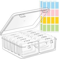12 Grid Plastic Storage Boxes And Colorful Label Sticker, for Diamond Painting ,Bead Organizer, Jewelry Making, Crafts, Hardware