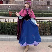 Athemis Anna Cosplay Costume Princess Dress Cloak Embroidered Clothes Long Printing Skirt Hat For Adult Plus Size image 4