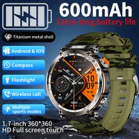 LIGE SmartWatch Compass Bluetooth Call 600mAh LED Flashlight Heart Rate IP68 Sport Smartwatches 2026 New Outdoor Smart Watch Men